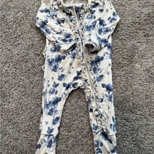 Floral Blue and White Kids One Piece